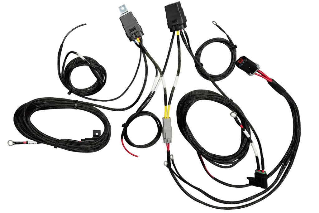 Wiring harness with connectors on a transparent background
