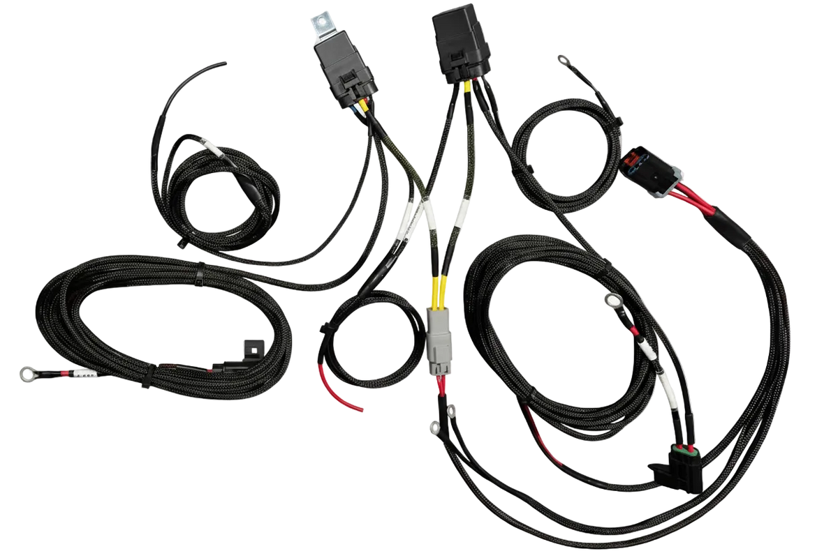 Wiring harness with connectors on a transparent background