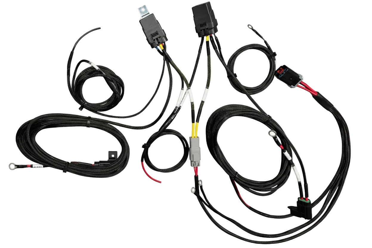 Wiring harness with connectors on a transparent background